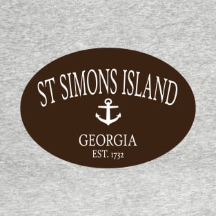 St Simons Island Georgia Sea Islands Anchor Brown T-Shirt